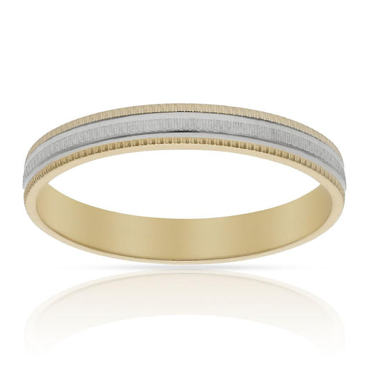 ALIANÇA OR 18KL BICOLOR TALLADA - 3MM