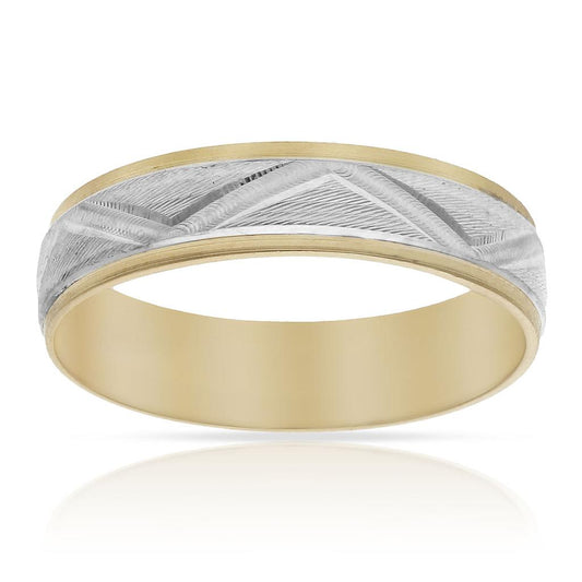ALIANÇA OR 18KL BICOLOR TALLADA - 5MM