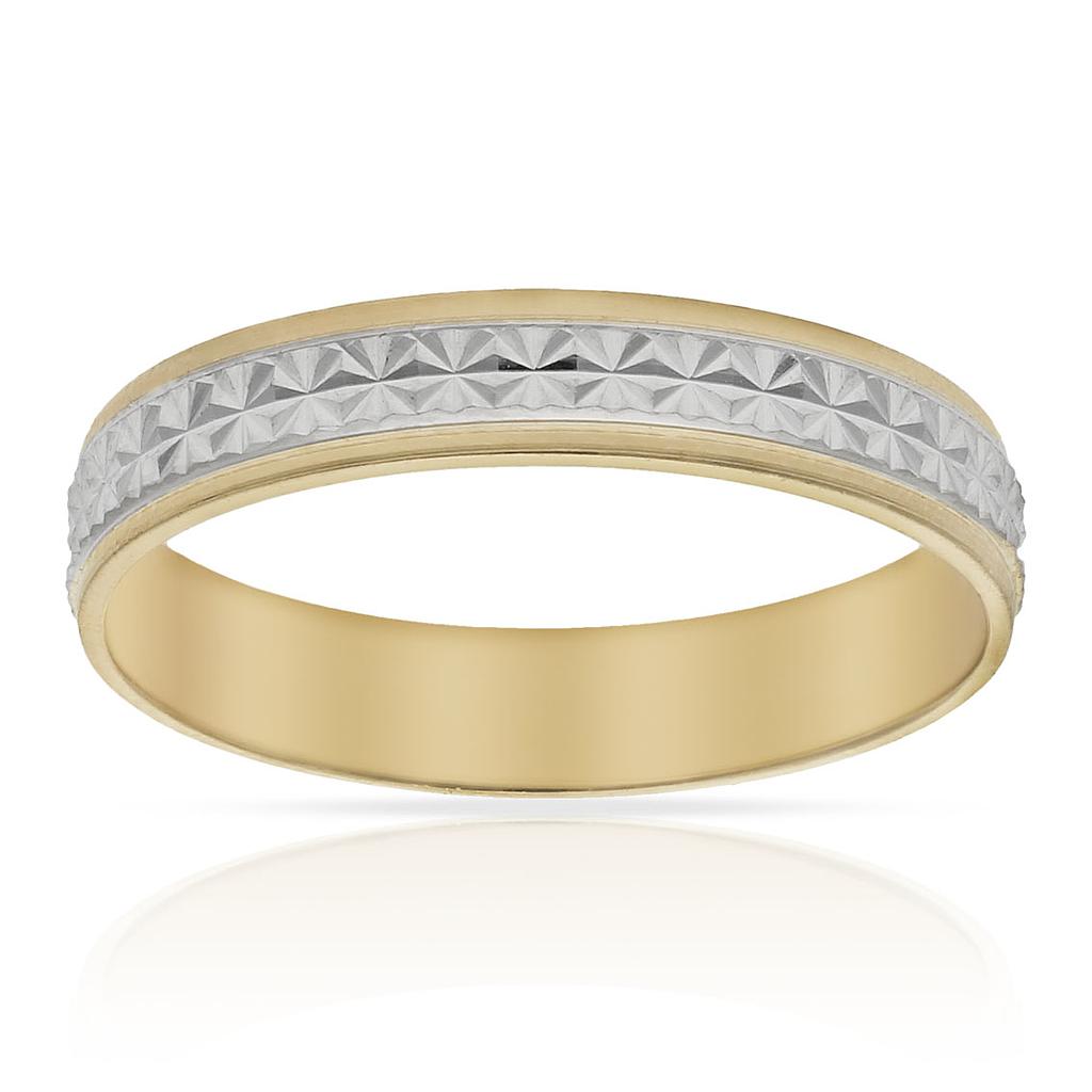 ALIANÇA OR 18KL BICOLOR TALLADA - 4MM