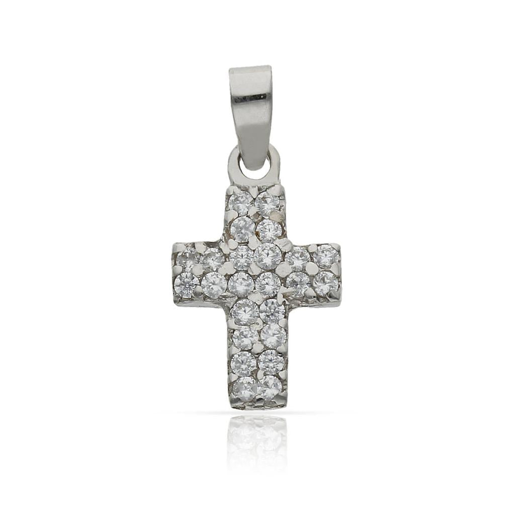 CRUZ ORO BLANCO 18KL CIRCONITAS - 11x16MM