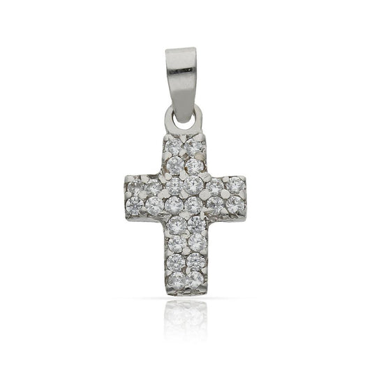 CRUZ ORO BLANCO 18KL CIRCONITAS - 11x16MM