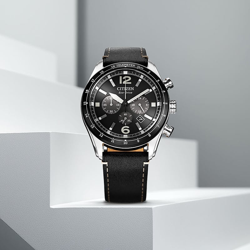 Reloj Citizen Chrono Eco Drive Aviation Piel JO-CA4654-04E - Relojería Joyería Orlando