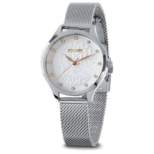 Reloj Duward Lady Acero Dorado Esfera Blanca - Relojería Joyería Orlando