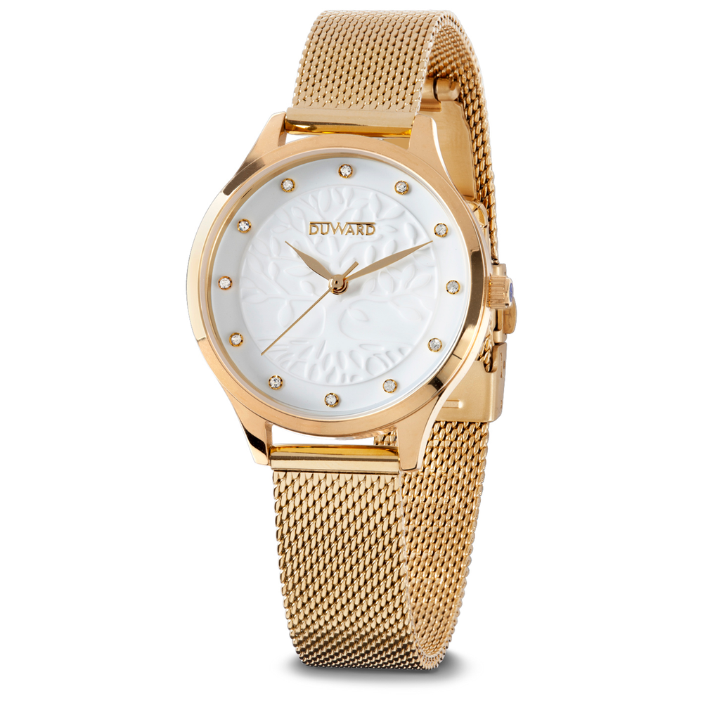 Reloj Duward Lady Dorado Esfera Blanca JO-D25345.11 - Relojería Joyería Orlando