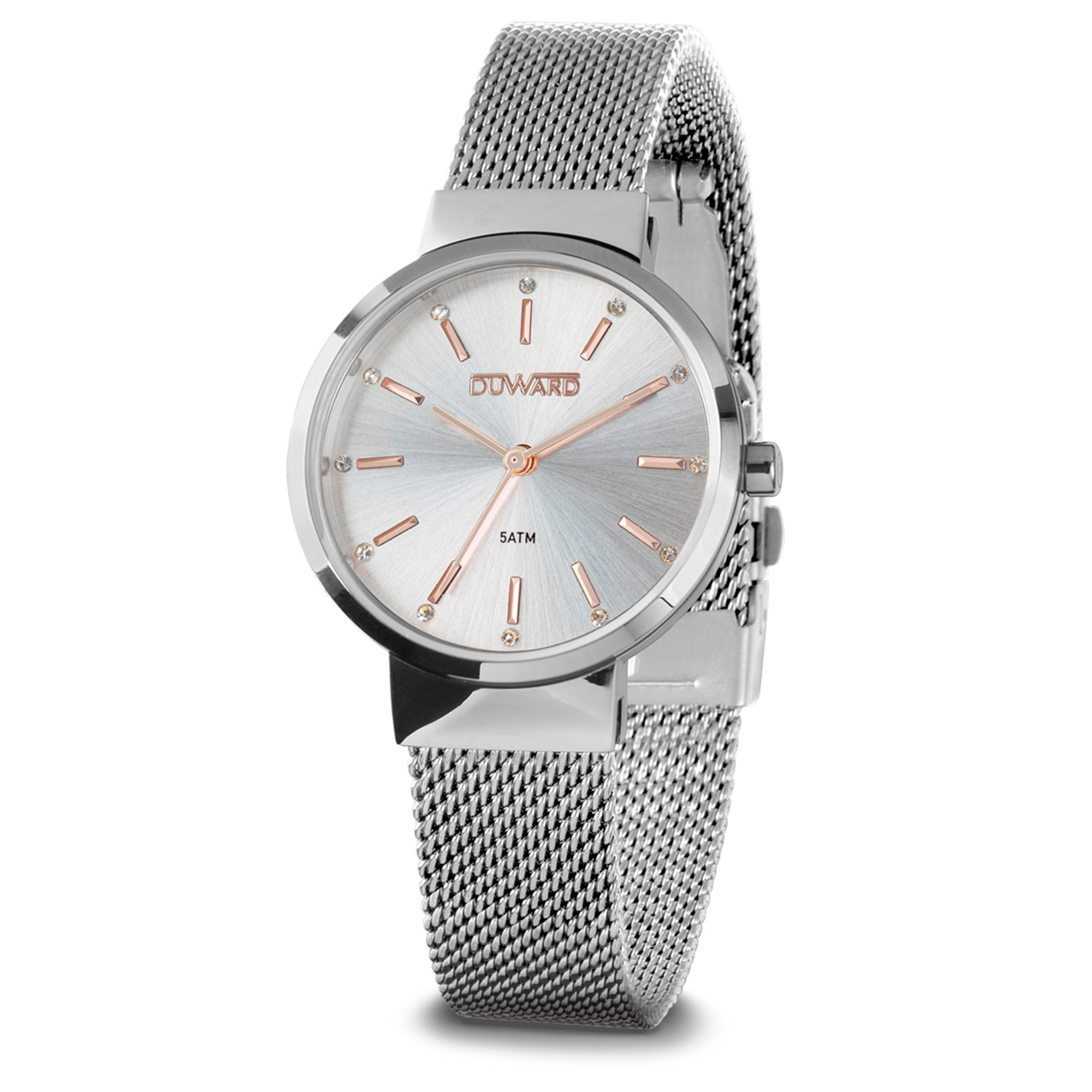 Reloj Duward Lady Plata Esfera Rosada - Relojería Joyería Orlando