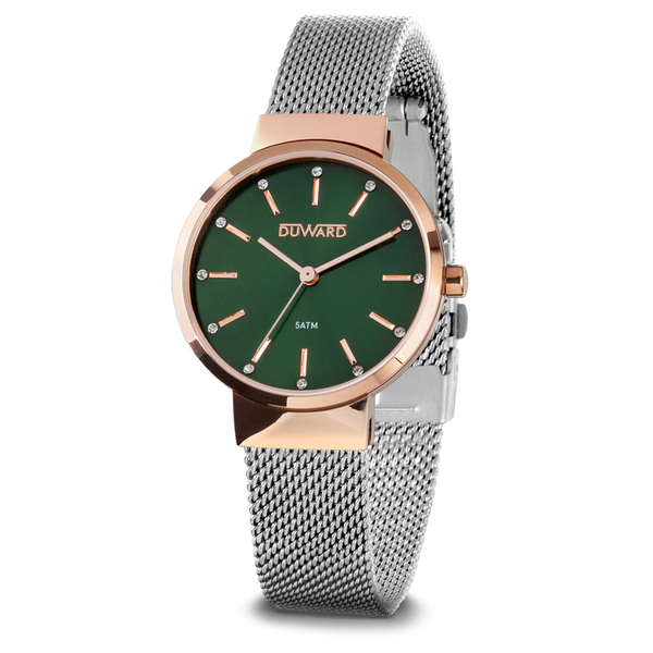 Reloj Duward Lady Rosado Esfera Verde Intenso JO-D25347.23 - Relojería Joyería Orlando