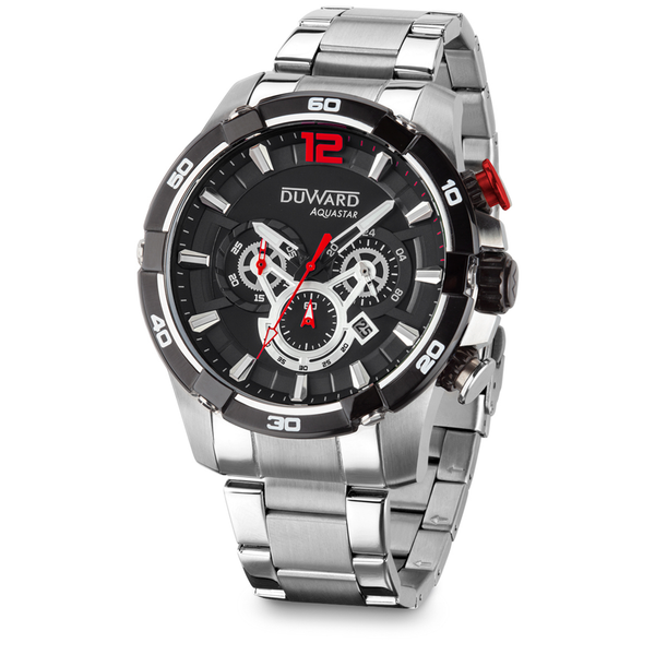 Reloj de hombre Duward Aquastar de acero con esfera negra 10 ATM JO-D95538.04