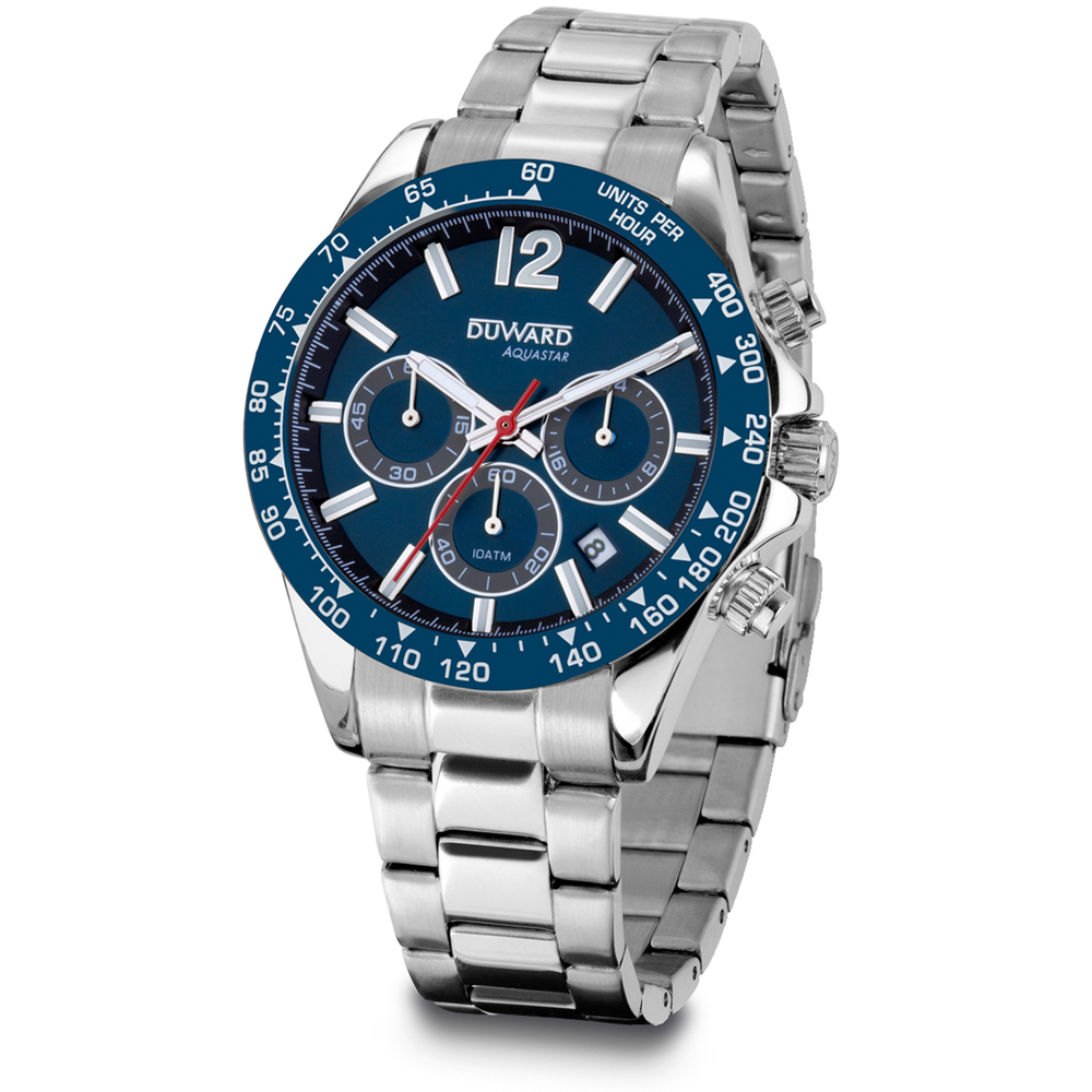 Reloj Duward Aquastar de Acero con Bisel y Esfera Azul - Relojería Joyería Orlando
