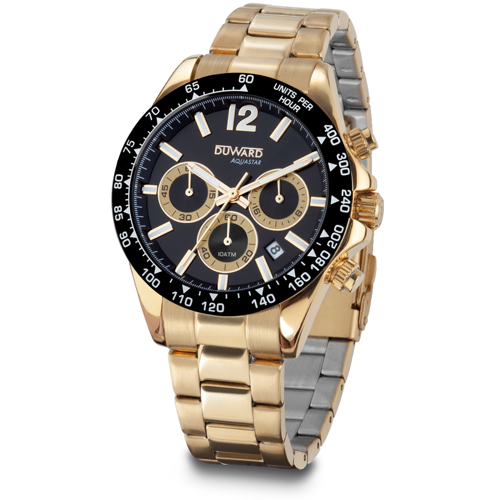 Reloj Duward Aquastar Cronógrafo IP Dorado - Relojería Joyería Orlando