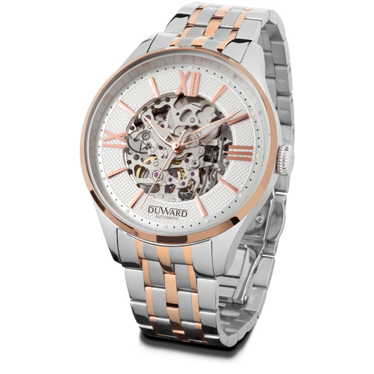 Reloj de hombre con movimiento automático de acero bicolor rosado 5 atm JO-D95802.81 - Relojería Joyería Orlando