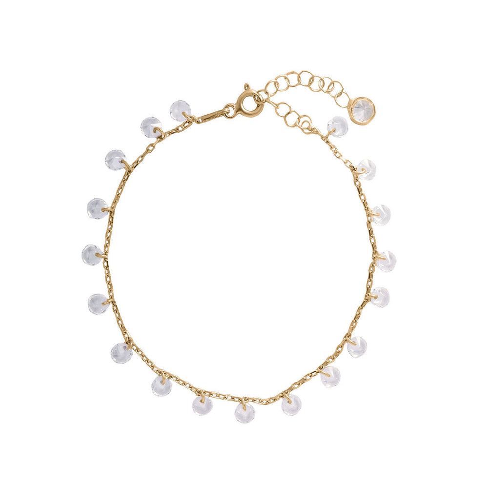 Pulsera Circonitas Redondas Plata Dorada (16.3cm) - Relojería Joyería Orlando