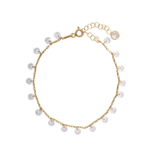 Pulsera Circonitas Redondas Plata Dorada (16.3cm) - Relojería Joyería Orlando