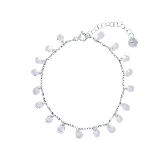 Pulsera Charm Lágrima Circonitas Plata 925 (16.3cm) - Relojería Joyería Orlando