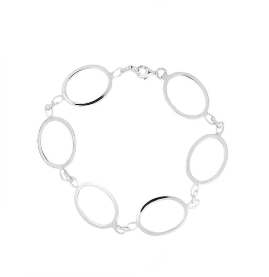 Pulsera de Óvalos Plata 925 Rodiada (20cm) - Relojería Joyería Orlando