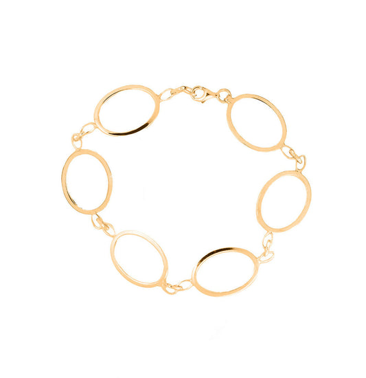 Pulsera de Óvalos Plata 925 Dorada (20cm) - Relojería Joyería Orlando