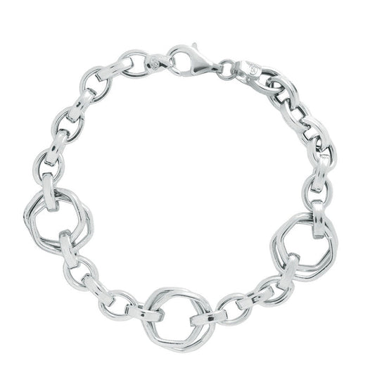 Pulsera de Formas Geométricas Plata 925 Rodiada (20cm) - Relojería Joyería Orlando