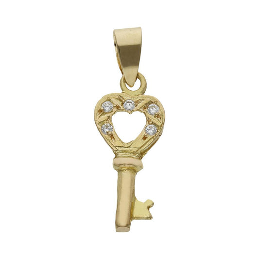 COLGANTE ORO 18KL LLAVE CIRCONITAS - 8x17MM