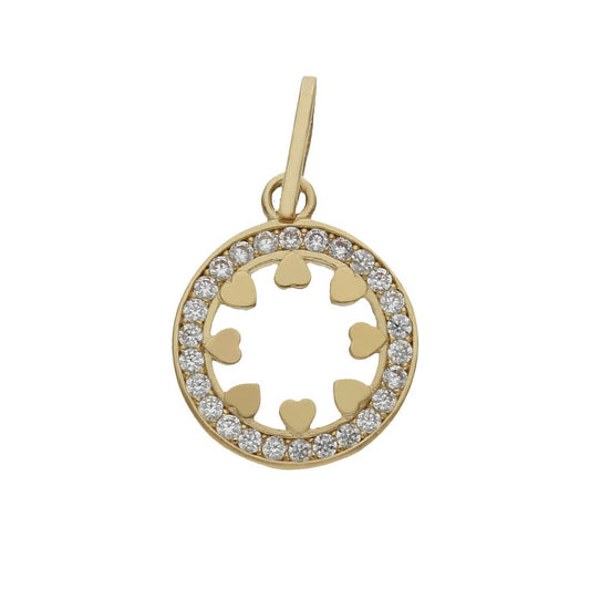 COLGANTE ORO 18KL CORAZONES CIRCONITAS - 12MM