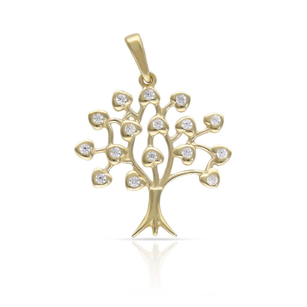 COLGANTE ORO 18KL ARBOL VIDA + CORAZONES + CIRCONITAS - 17x18MM