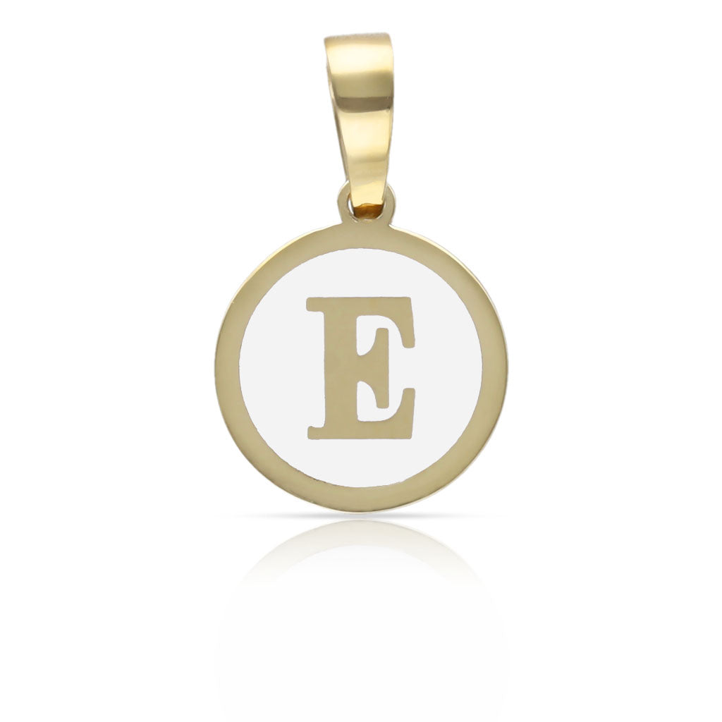 COLGANTE ORO 18KL LETRA ESMALTADA BLANCO - 12MM
