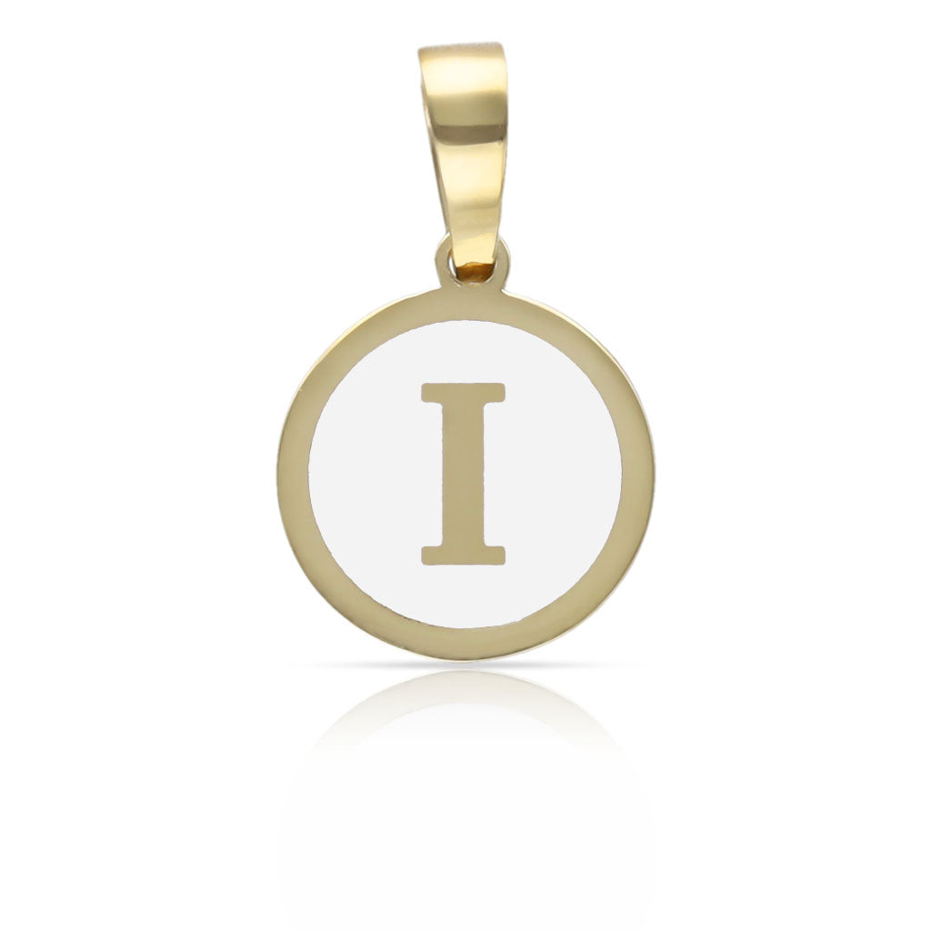 COLGANTE ORO 18KL LETRA ESMALTADA BLANCO - 12MM