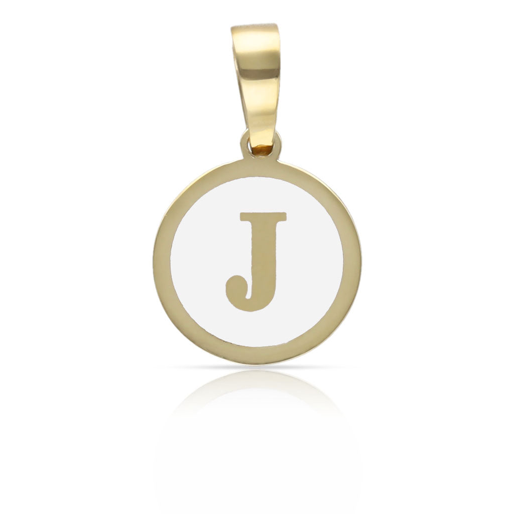 COLGANTE ORO 18KL LETRA ESMALTADA BLANCO - 12MM