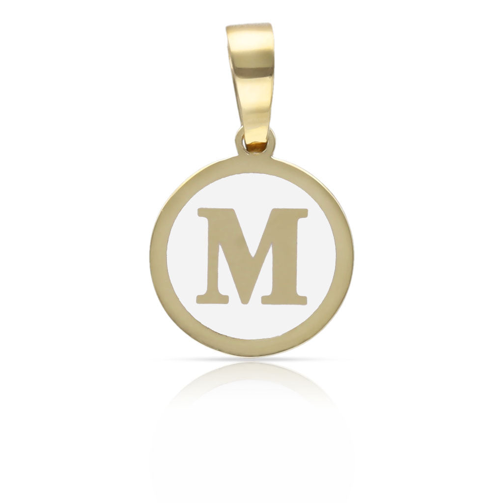 COLGANTE ORO 18KL LETRA ESMALTADA BLANCO - 12MM