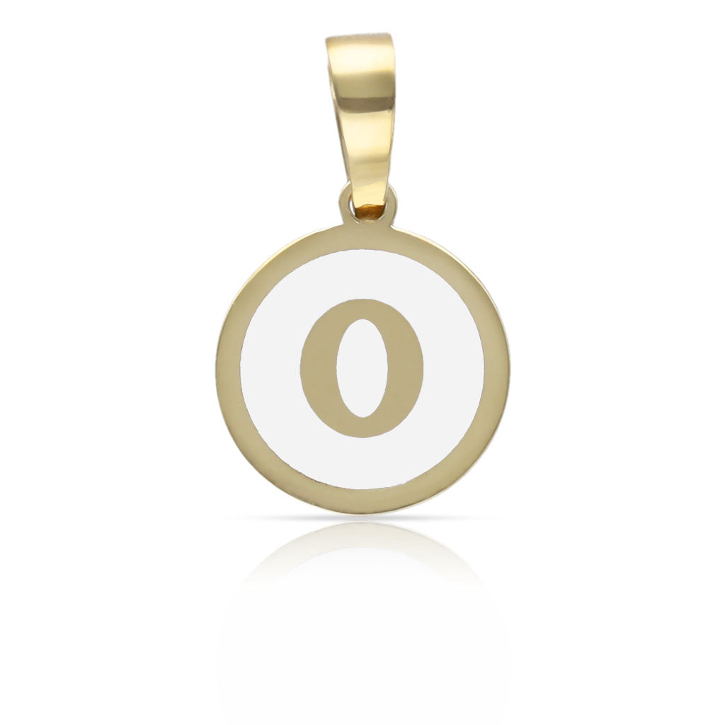 COLGANTE ORO 18KL LETRA ESMALTADA BLANCO - 12MM