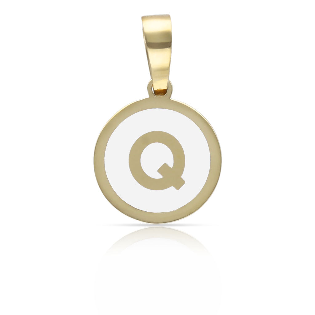 COLGANTE ORO 18KL LETRA ESMALTADA BLANCO - 12MM