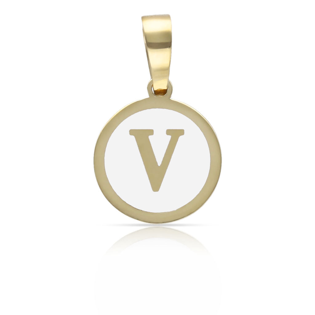 COLGANTE ORO 18KL LETRA ESMALTADA BLANCO - 12MM
