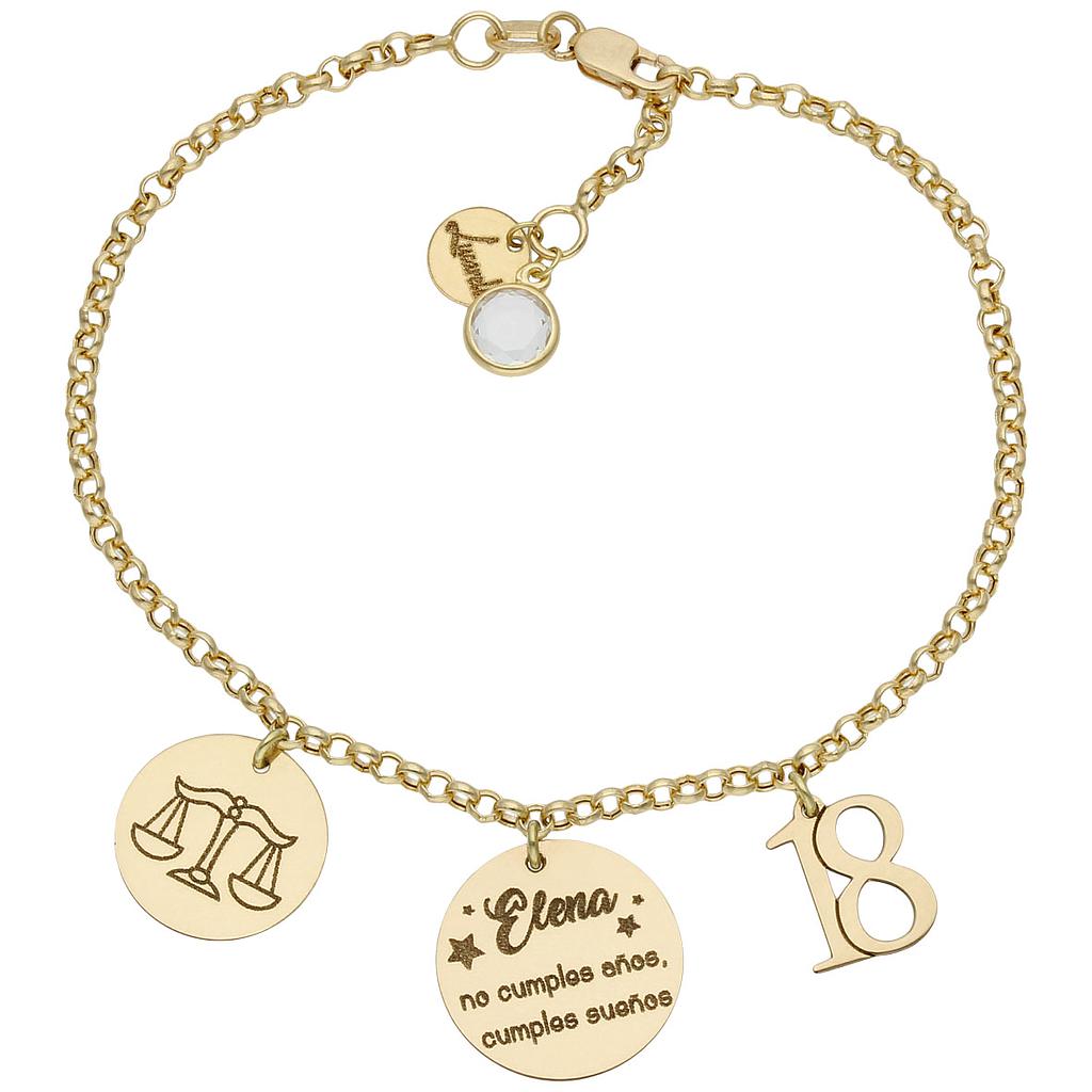 PULSERA MI HISTORIA ORO 18KL CUMPLEAÑOS