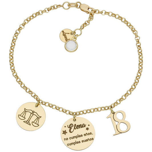 PULSERA MI HISTORIA ORO 18KL CUMPLEAÑOS