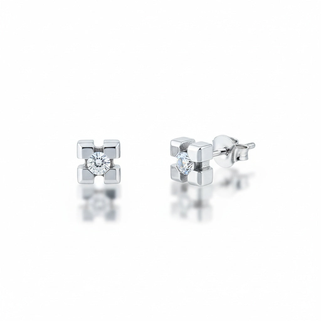 ARRACADES OR BLANC 18KL DIAMANTS