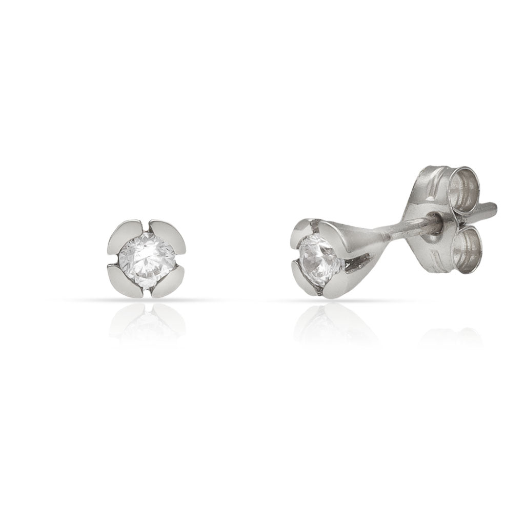 PENDIENTES ORO BLANCO 18KL DIAMANTES - STOCK