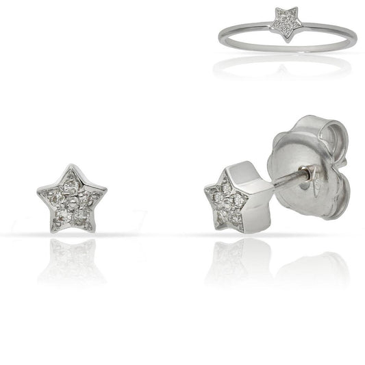 ARRACADES OR BLANC 18KL ESTRELLES DIAMANTS