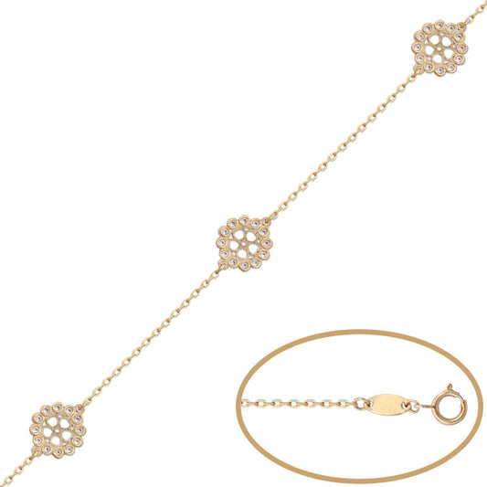 PULSERA ORO 18KL FLOR CIRCONITAS
