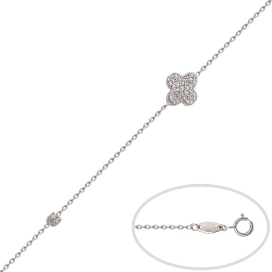 PULSERA ORO BLANCO 18KL FLOR CIRCONITAS