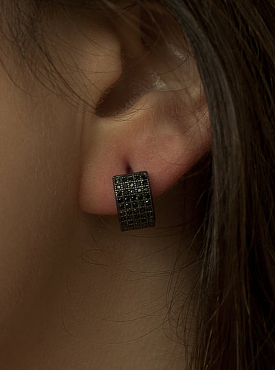 Pendientes aro circonitas negras pave JO-20004-N-A