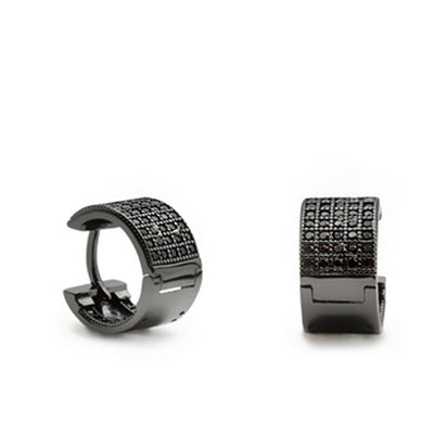Pendientes aro circonitas negras pave JO-20004-N-A