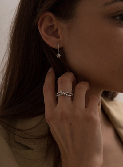 Pendientes aro colgante forma flor JO-18021-A