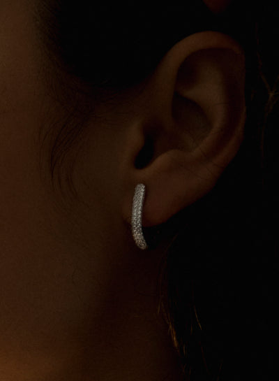 Pendientes aros piedras plata engaste total JO-17451-A