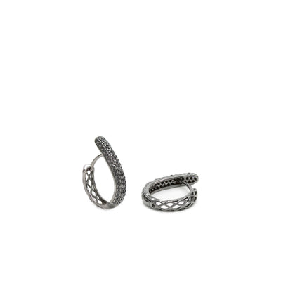 Pendientes aros piedras plata rutenio JO-17451-N-A