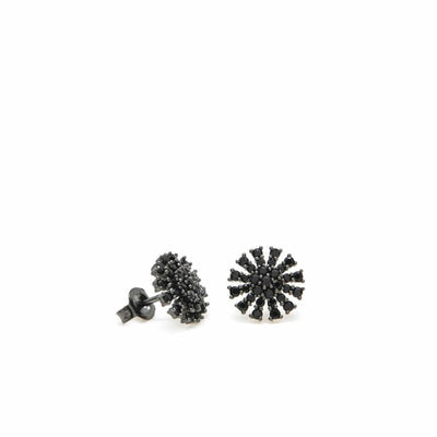 Pendientes motivo solar ancho plata rutenio JO-15527-N-A