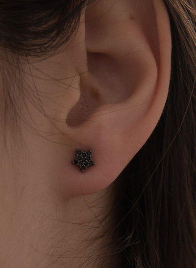 Pendientes mini estrella plata rutenio JO-16369-N-A