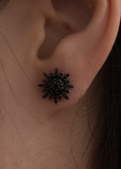 Pendientes motivo solar plata rutenio JO-15526-N-A