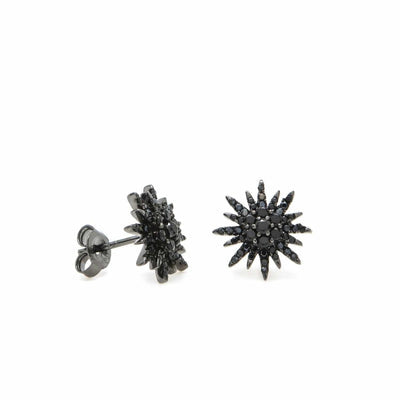 Pendientes motivo solar plata rutenio JO-15526-N-A