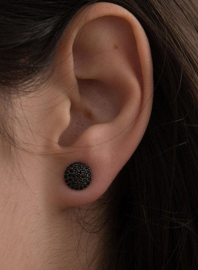 Pendientes motivo círculo plata rutenio JO-16368-N-A