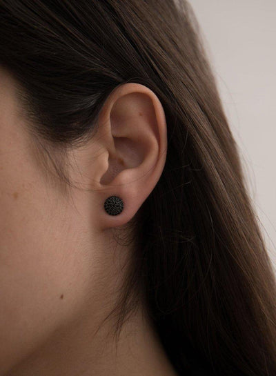 Pendientes motivo círculo plata rutenio JO-16368-N-A