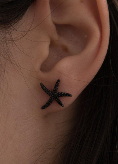 Pendientes motivo estrella mar plata rutenio JO-15528-N-A