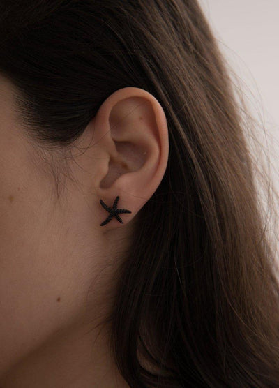 Pendientes motivo estrella mar plata rutenio JO-15528-N-A